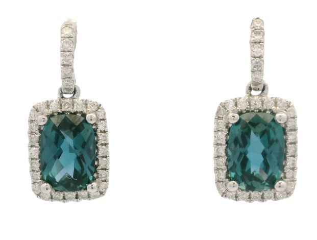 14K White Gold 2.10cttw LAB Alexandrite & 0.24cttw Diamond Earrings