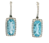 14K White Gold 2.85cttw Blue Topaz & 0.26cttw Diamond Earrings