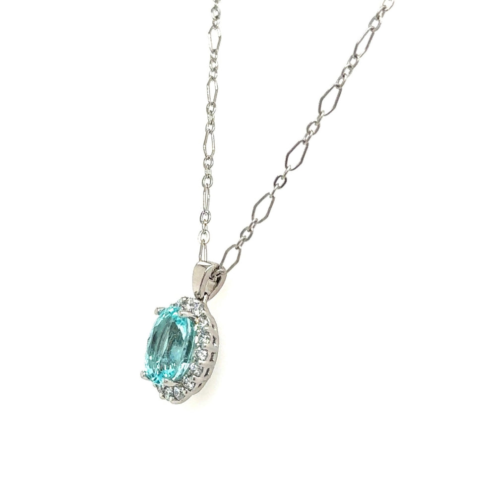 Platinum 3.08ct Paraiba Type Tourmaline & 0.45cttw Diamond Pendant Necklace