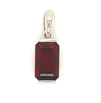 14K White Gold Garnet Pendant Necklace 18"