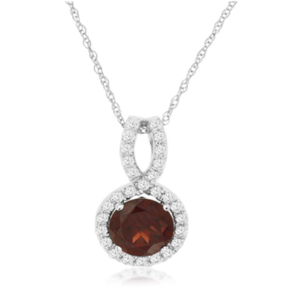 14K White Gold 1.00ct Garnet & 0.20cttw Diamond Pendant