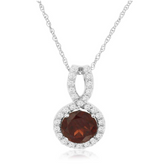 14K White Gold 1.00ct Garnet & 0.20cttw Diamond Pendant