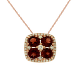 14K Rose Gold 1.20cttw Garnet & 0.18cttw Diamond Pendant