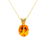 14K Yellow Gold 11x9mm Oval Citrine Pendant on 1.1mm Rope Chain 18"