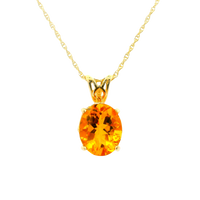 14K Yellow Gold 11x9mm Oval Citrine Pendant on 1.1mm Rope Chain 18"