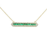 14K Yellow Gold 0.45cttw Emerald & 0.38cttw Diamond Pendant Necklace