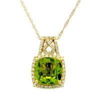 14K Yellow Gold 2.10ct Peridot & 0.23cttw Diamond Pendant by RJM