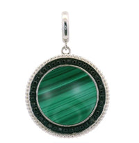Sterling Silver 5.23ct Malachite & 0.48cttw Black Spinel Bujukan Medallion Pendant by Gabriel