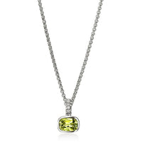 Heishi Silver 0.04cttw Diamond Pave with Peridot Pendant on Rolo Chain Necklace Sz 16-18 by John Hardy