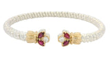 Sterling Silver & 14K Yellow Gold Ruby & 0.20cttw Diamond 4mm Open Band Bracelet by Vahan