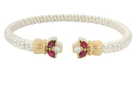 Sterling Silver & 14K Yellow Gold Ruby & 0.20cttw Diamond 4mm Open Band Bracelet by Vahan