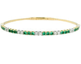 14K Yellow & White Gold 0.90cttw Emerald & 0.71cttw Diamond Bangle