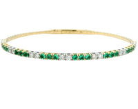 14K Yellow & White Gold 0.90cttw Emerald & 0.71cttw Diamond Bangle