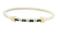 Sterling Silver & 14K Yellow Gold Blue Sapphire 3mm Closed Band Bracelet by Vahan