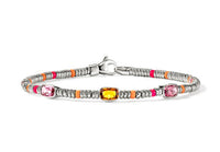 Heishi Silver Beads Bracelet with Orange Citrine, Rhodolite, & Pink Tourmaline with Enamel Beads Sz S by John Hardy