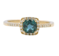 14K Yellow Gold 0.60ct LAB Alexandrite & 0.11cttw Diamond Ring