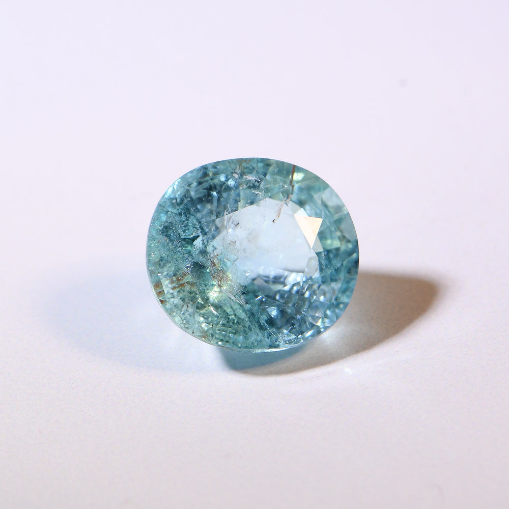 Loose 5.94ct 11.82x10.81x7.16 Oval Light Blue Paraiba Type Tourmaline