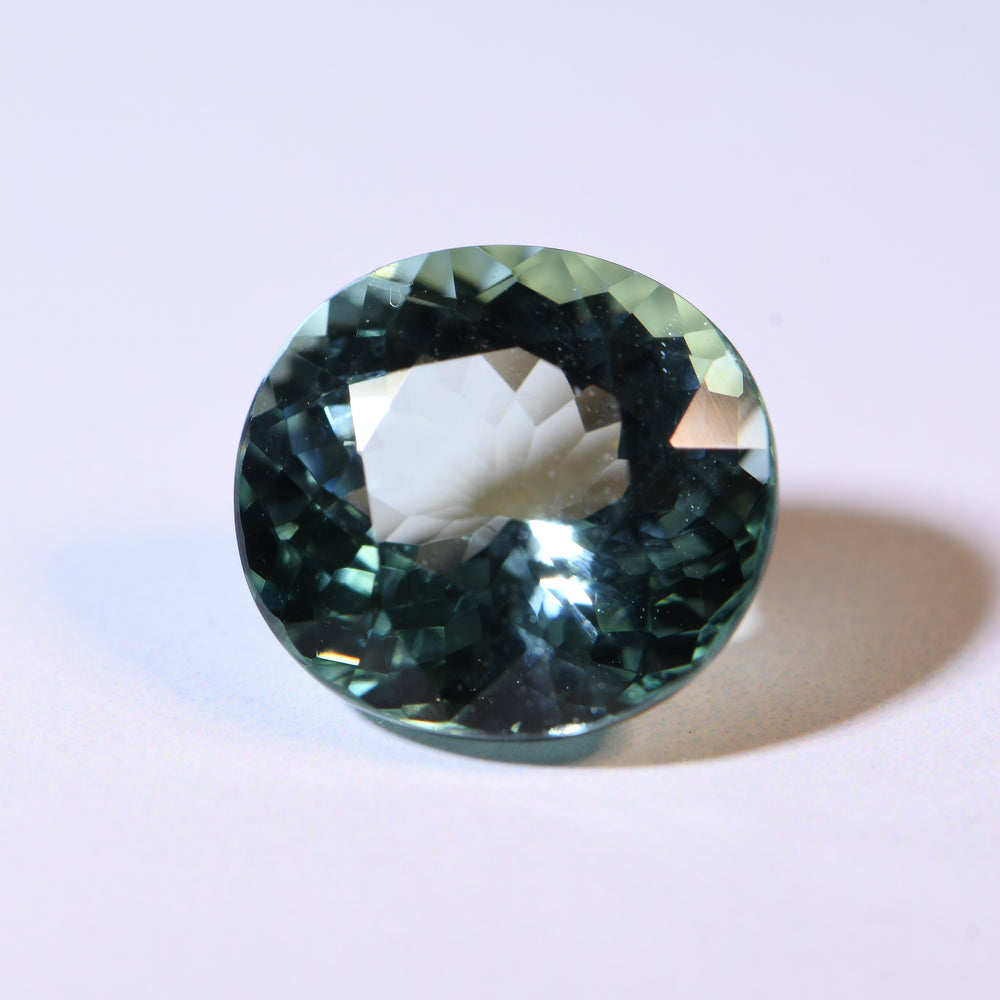 Loose 6.22ct 11.61x10.90x7.08 Light Bluish Green Oval Tourmaline