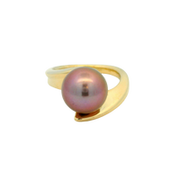 14K Yellow Gold 10.5mm Purple Freshwater Pearl Ring