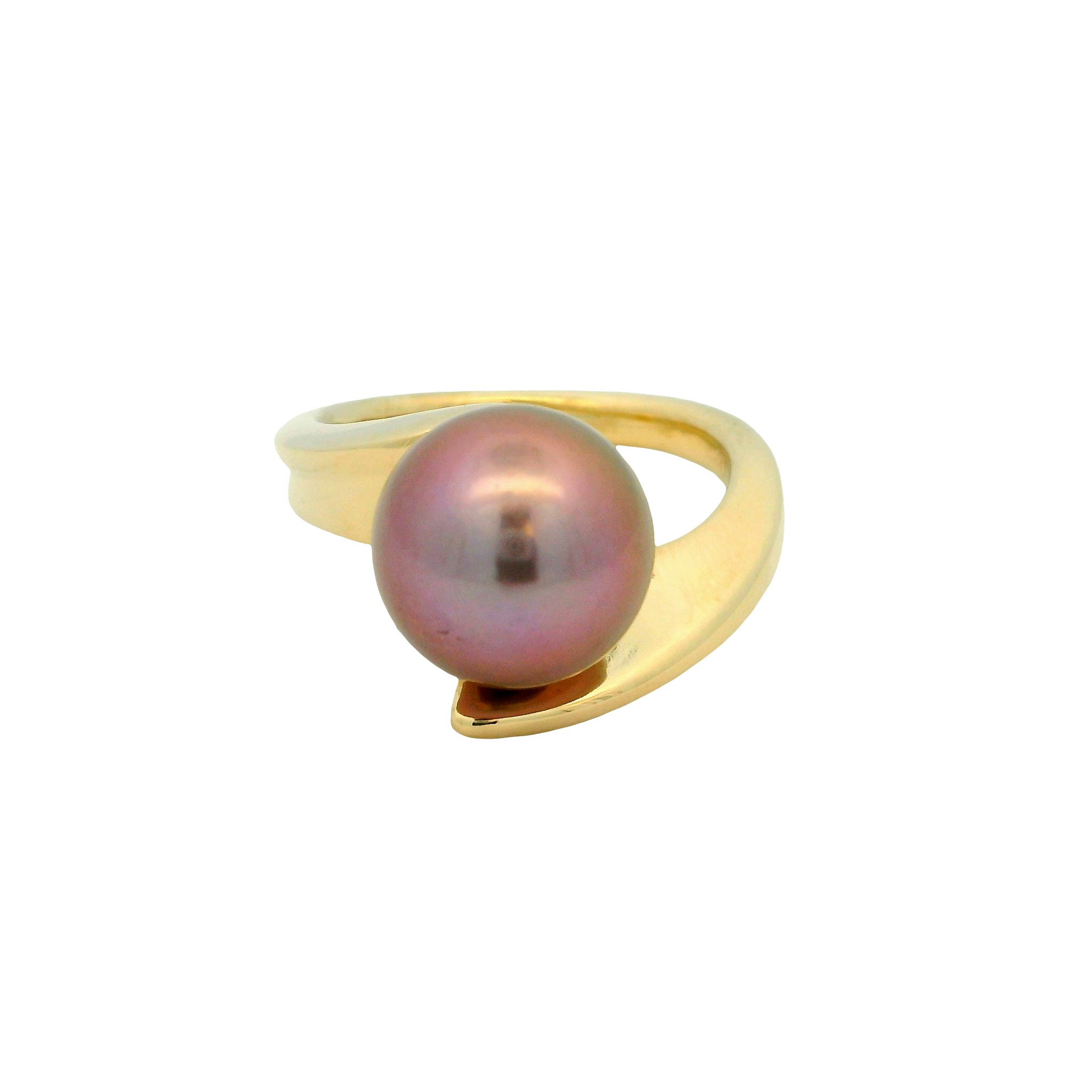 14K Yellow Gold 10.5mm Purple Freshwater Pearl Ring