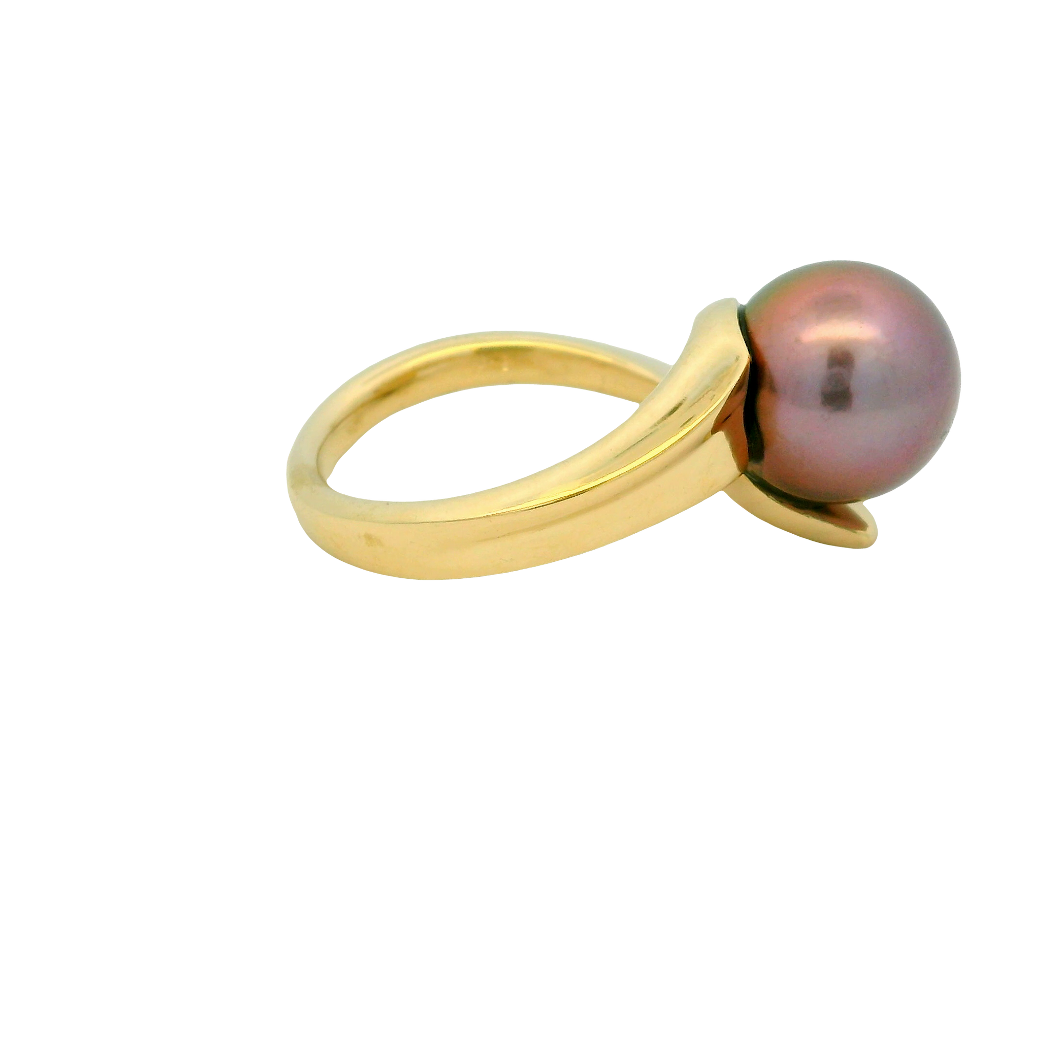 14K Yellow Gold 10.5mm Purple Freshwater Pearl Ring