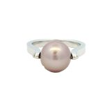 14K White Gold 10.5mm Purple Freshwater Pearl Ring