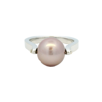 14K White Gold 10.5mm Purple Freshwater Pearl Ring