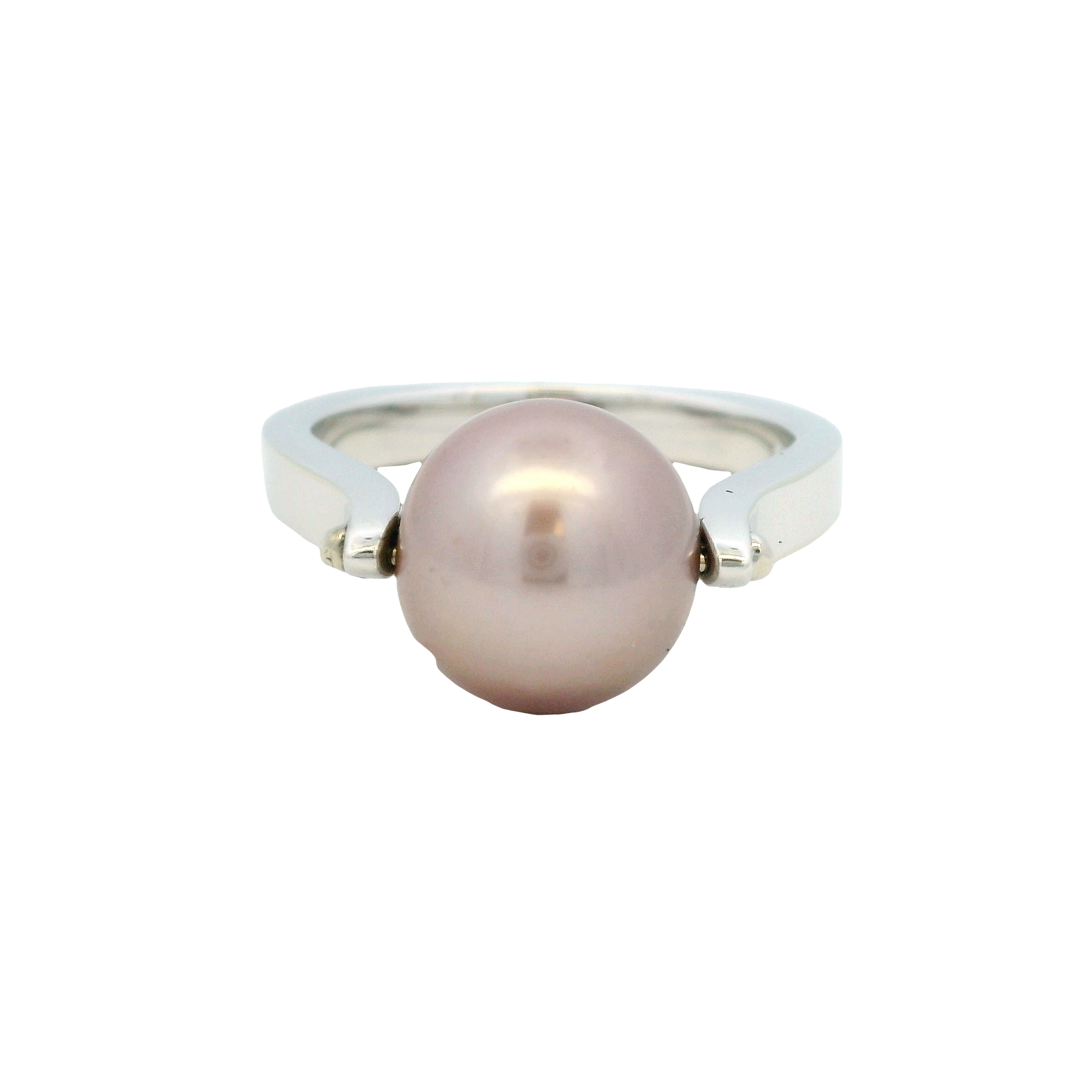 14K White Gold 10.5mm Purple Freshwater Pearl Ring