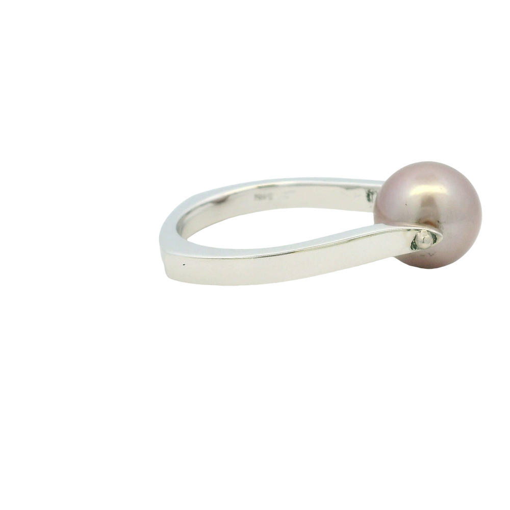 14K White Gold 10.5mm Purple Freshwater Pearl Ring