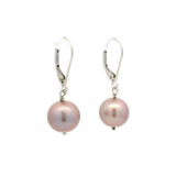 14K White Gold 9.5mm Purple Freshwater Pearl Earrings