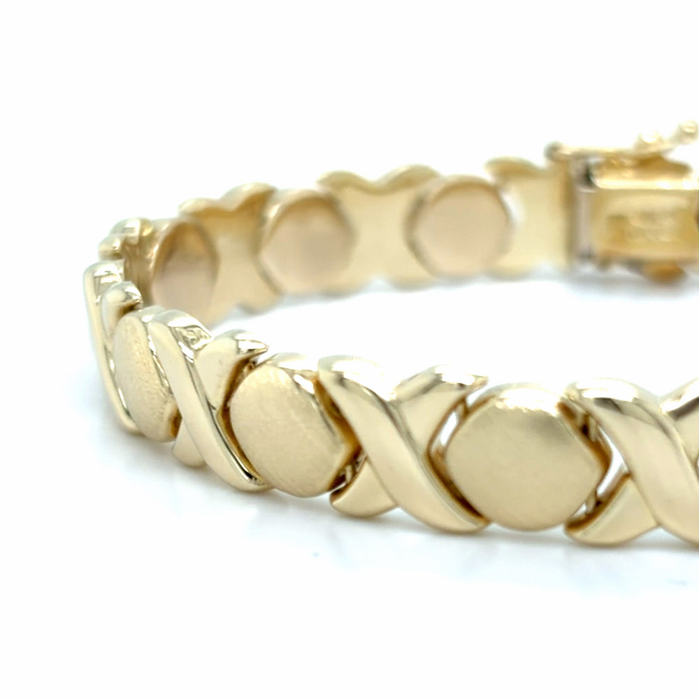 Estate 7" Textured & Polished X&O Link Bracelet