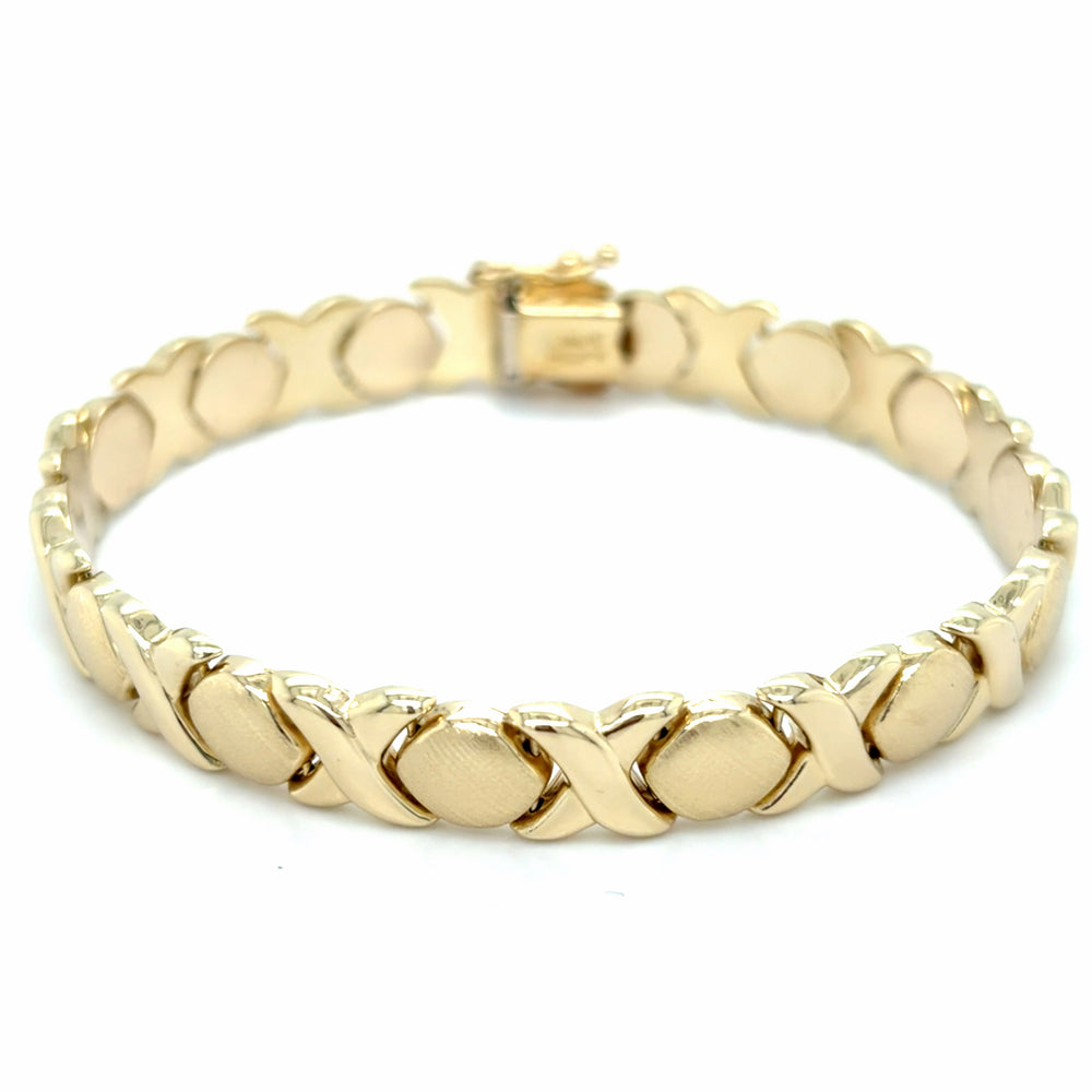 Estate 7" Textured & Polished X&O Link Bracelet