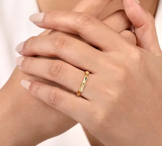 Gold Bamboo Stackable Ring by Gabriel & Co