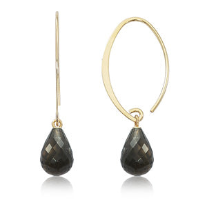 14K Yellow Gold Small Simple Sweep Smokey Quartz