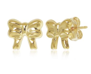 14K Yellow Gold Bow Earrings