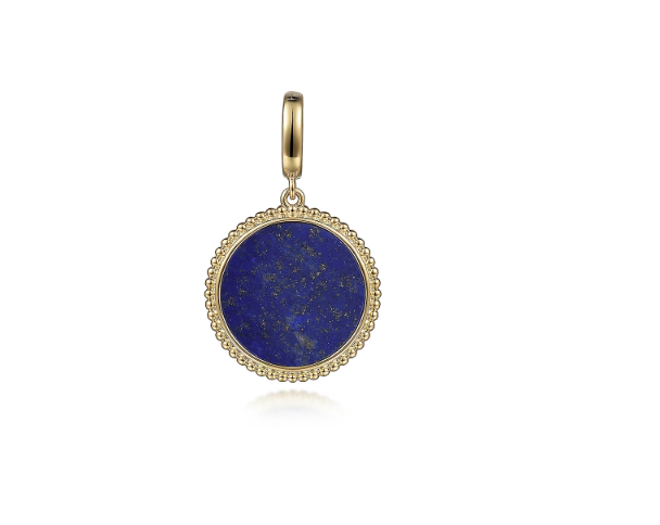Yellow Gold Round Lapis Inlay Pendant
