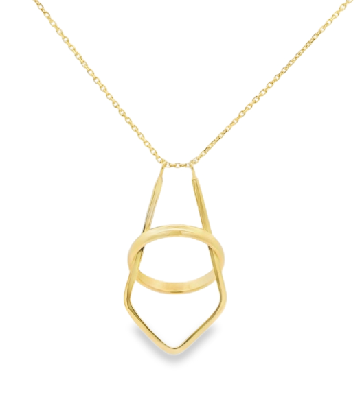 14K Yellow Gold Ring Holder Pendant Necklace 18"