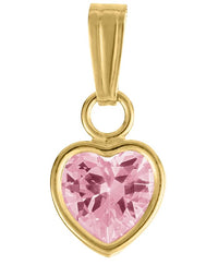 14K Pink Heart CZ Pendant with Chain 13"