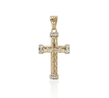 Carved Chain 14K Gold Diamond Pave (0.09ct) Cross Pendant by John Hardy