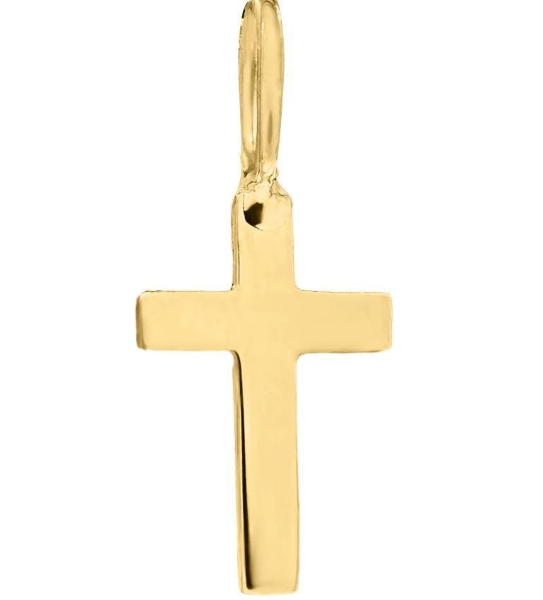 14K Gold Kiddie Kraft Baby Polished Cross Pendant with Chain 13"