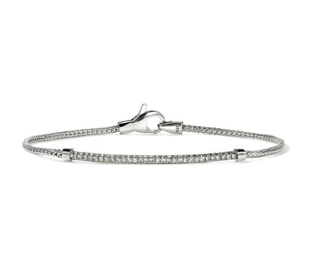 JH Essentials Silver 0.24cttw Diamond Pave 1.8mm Bracelet Sz M by John Hardy