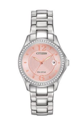 Ladies Eco-Drive Silhouette Crystal Watch with Blush Pink Dial by Citizen