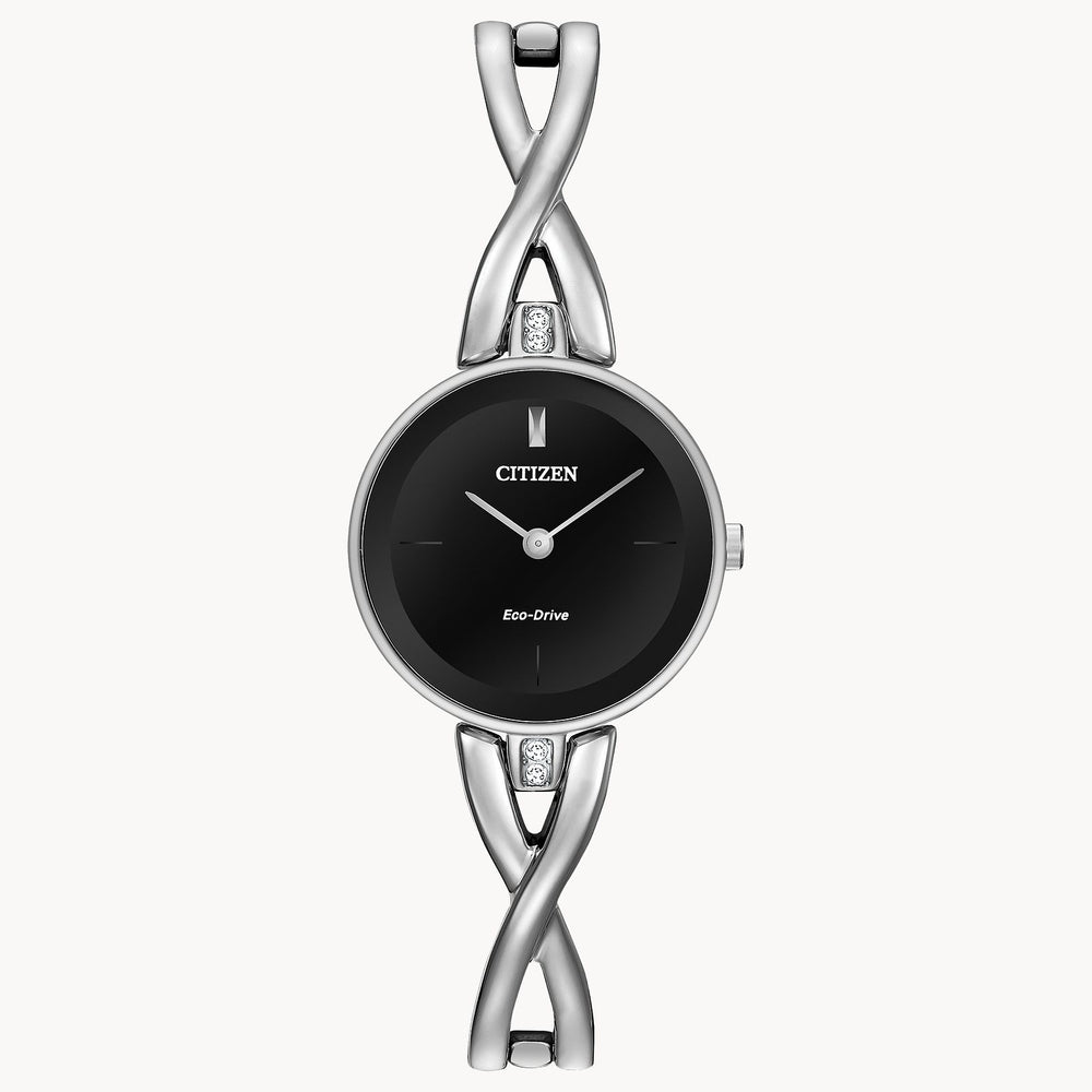 Ladies Axiom Eco-Drive Watch with Black Dial & Bangle Band by Citizen