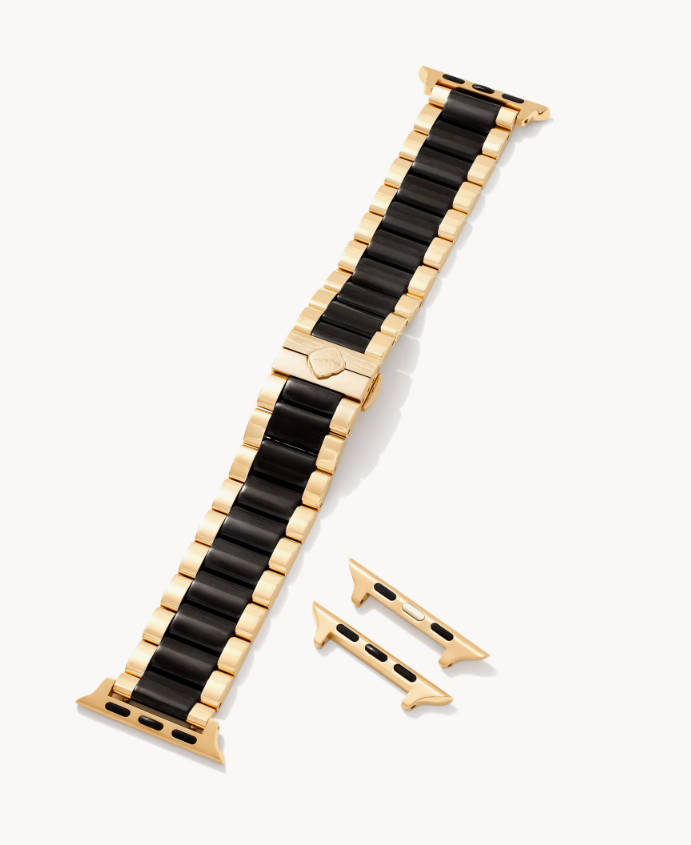 Dira 3 Link Watch Band in Gold Tone & Black Stainless Steel by Kendra Scott