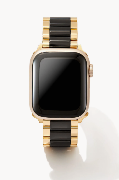 Dira 3 Link Watch Band in Gold Tone & Black Stainless Steel by Kendra Scott