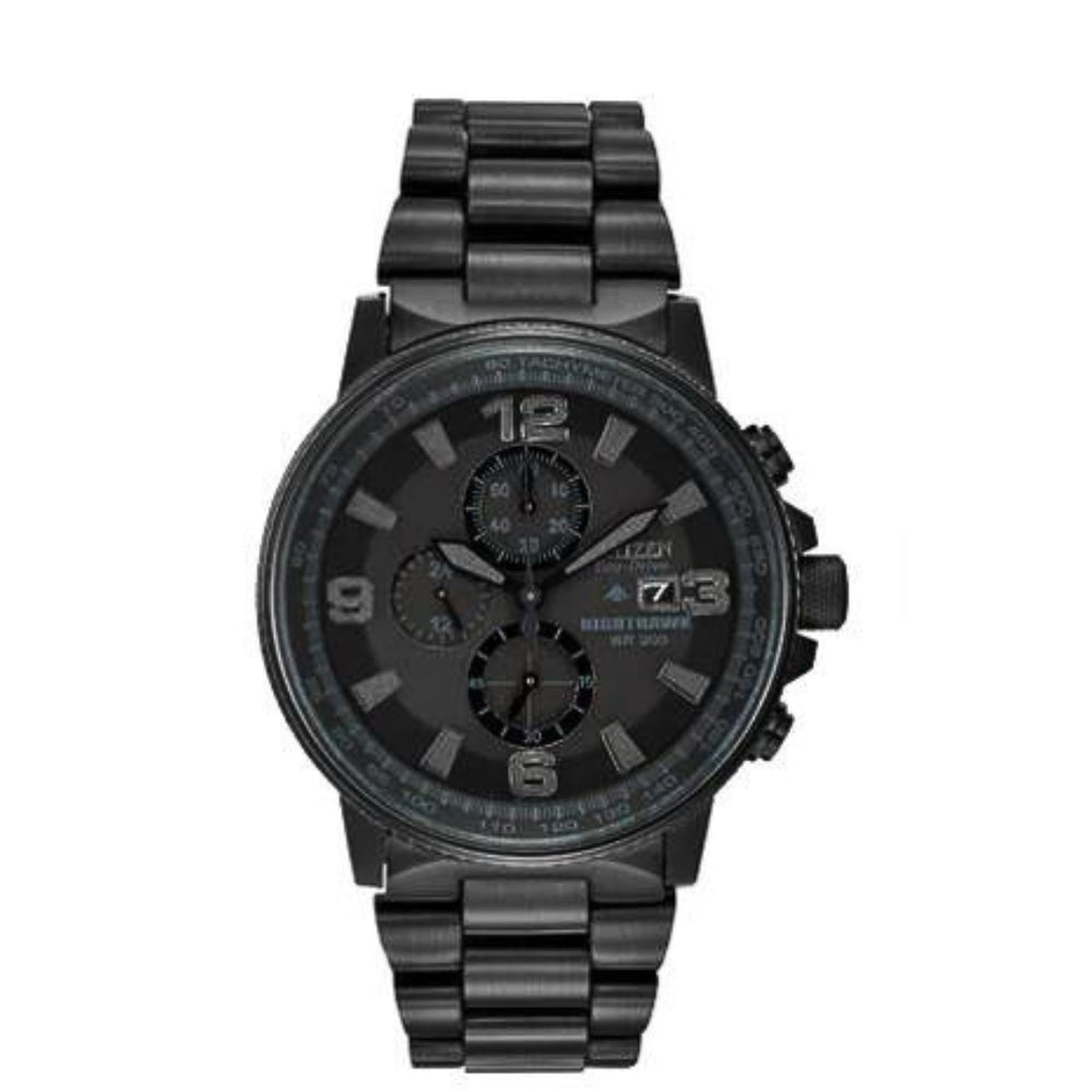 Nighthawk Black Ion-Plated Stainless Steel with Chronograph & Tachymeter by Citizen