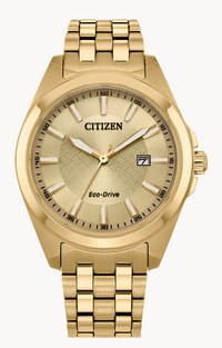Men's Eco Drive Peyten Gold-Tone Stainless Steel Watch with Champagne Face by Citizen