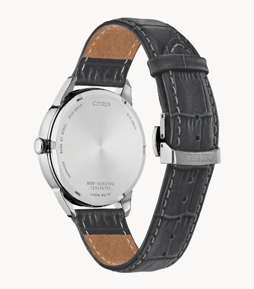 Men's Rolan Eco-Drive Watch with Grey Leather Strap by Citizen