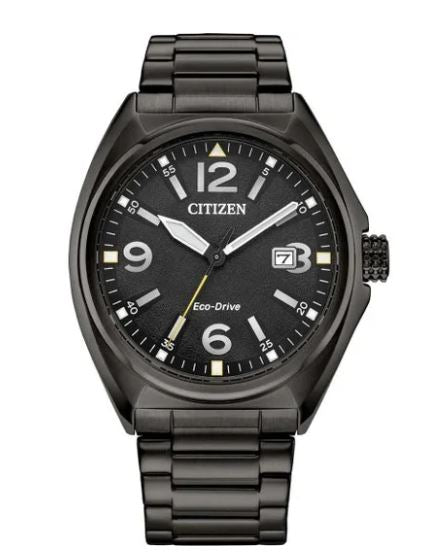 Man's Eco Drive Watch, 100M Water Resist, SSblack Bracelet And Case By Citizen