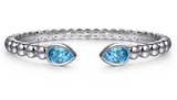 Sterling Silver Bujukan & Pear Shape 3.11cttw Blue Topaz Split Bangle Bracelet by Gabriel